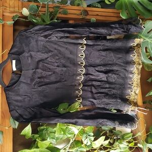 Gorgeous Nataya Black and Gold Blouse Size Small